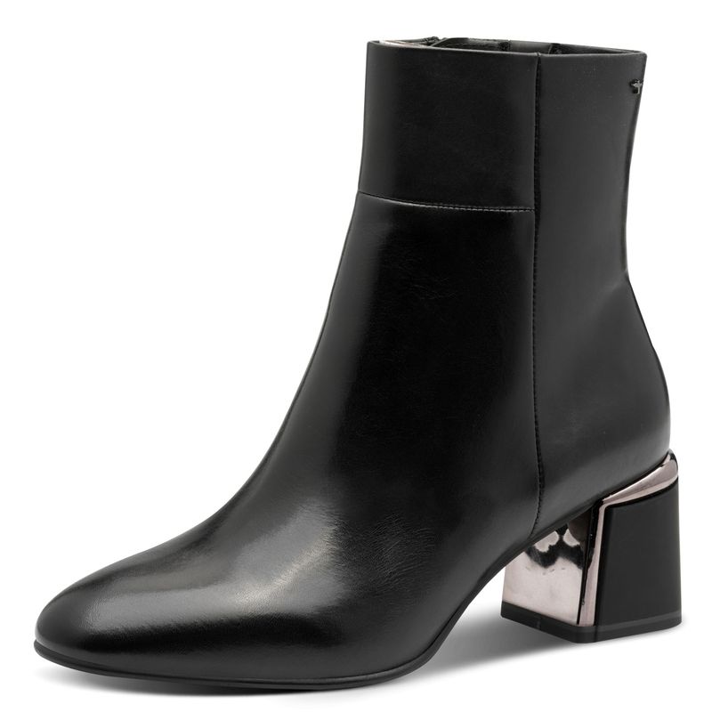 Stivaletti Donna in Pelle Nero, Tacco Medio 6 cm, Tamaris - 25341 Stivaletti Donna in Pelle Nero, Tacco Medio 6 cm, Tamaris - 25341