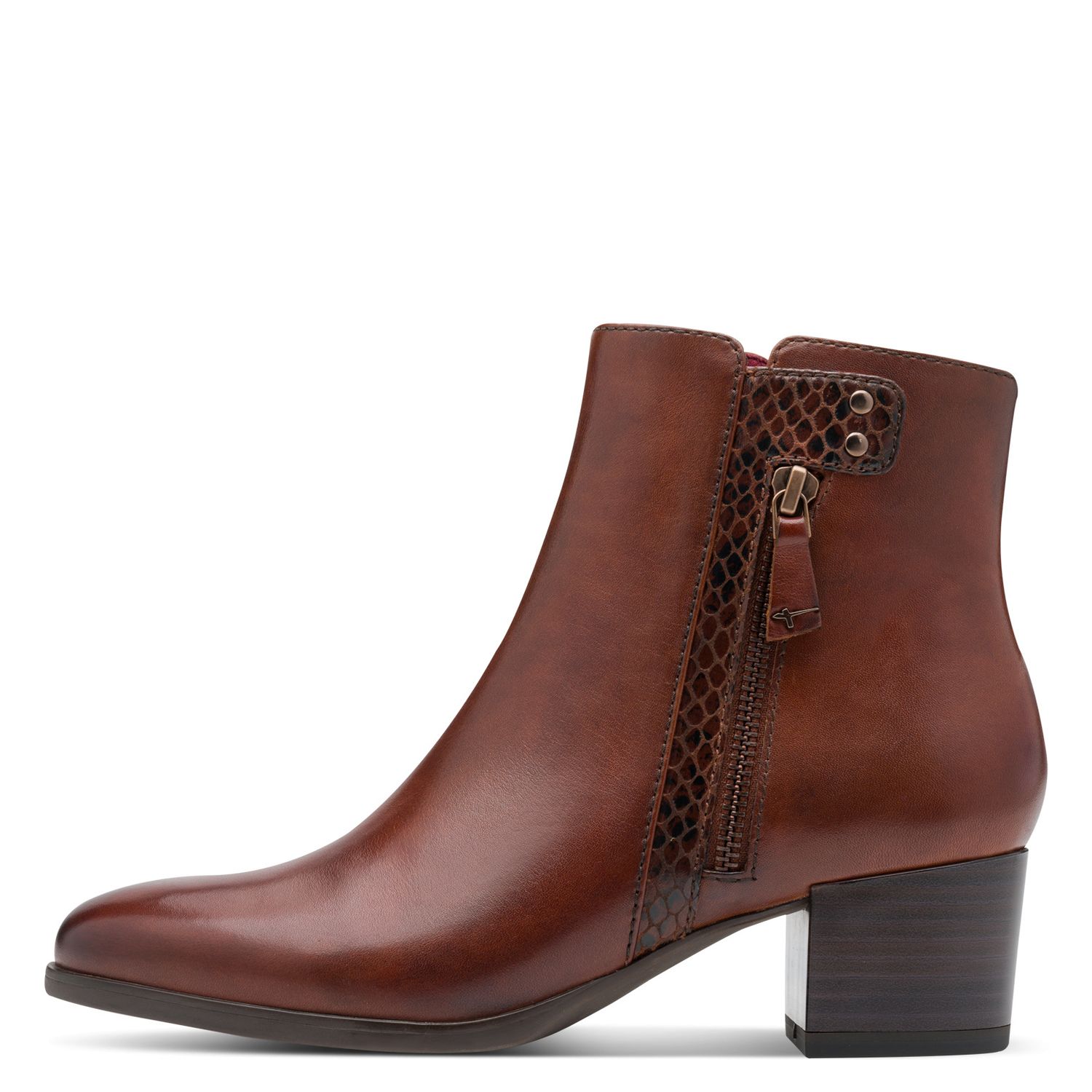 Stivaletti Donna in Pelle Marrone, Tacco Medio 5 cm, Tamaris - 25367