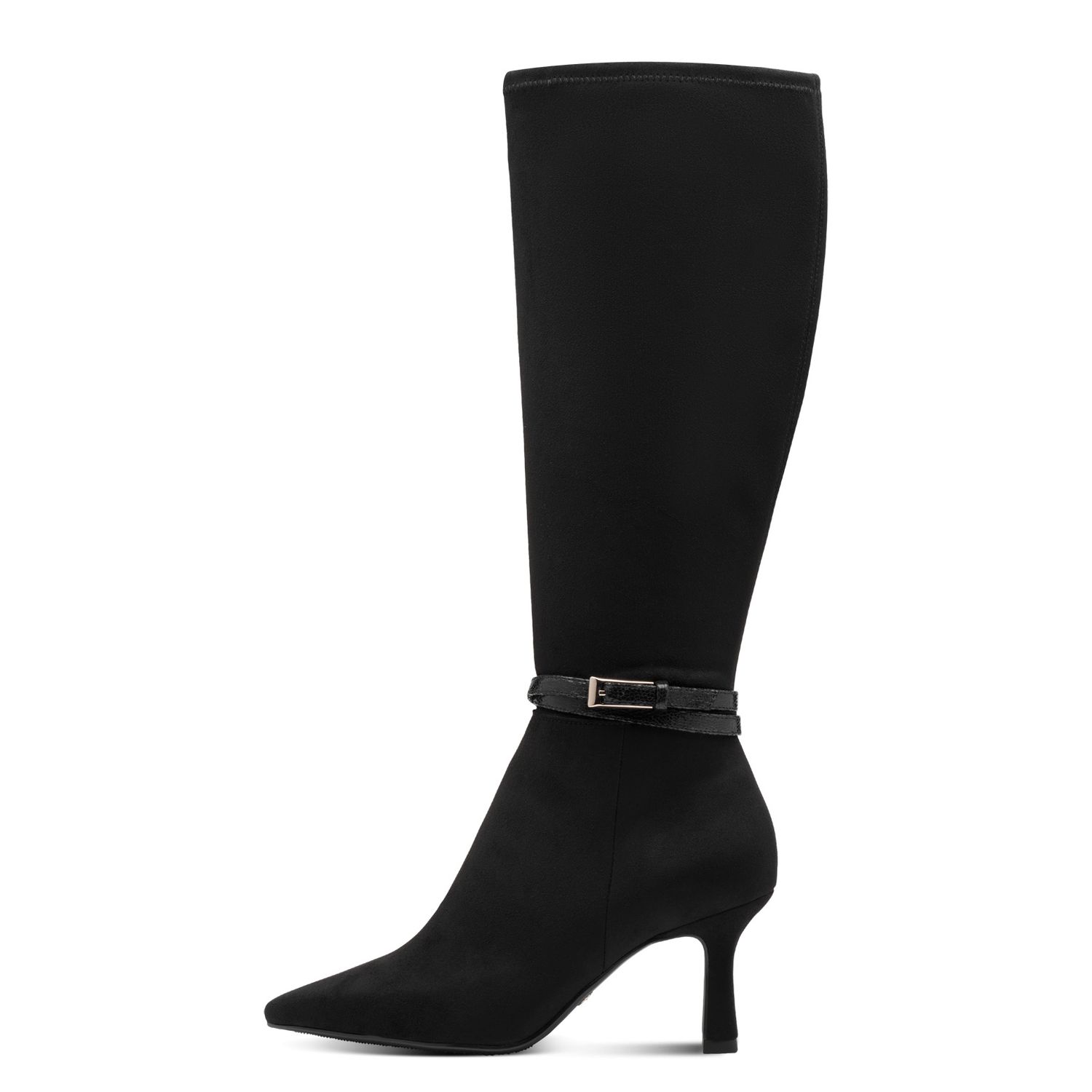 Stivali Donna in Eco Camoscio Nero, Gambale Elasticizzato, Tacco Medio, Tamaris - 25516