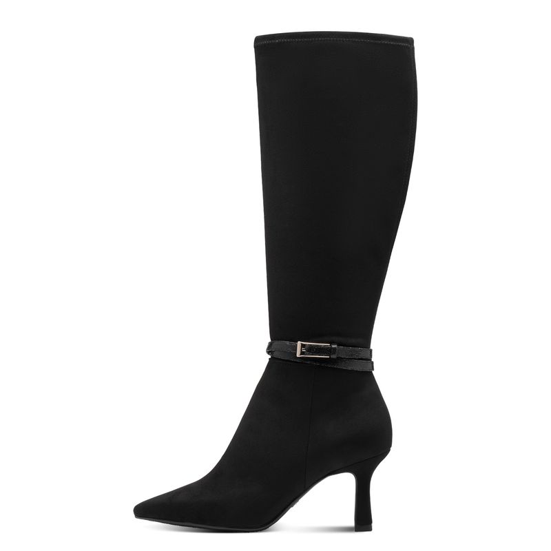 Stivali Donna in Eco Camoscio Nero, Gambale Elasticizzato, Tacco Medio, Tamaris - 25516