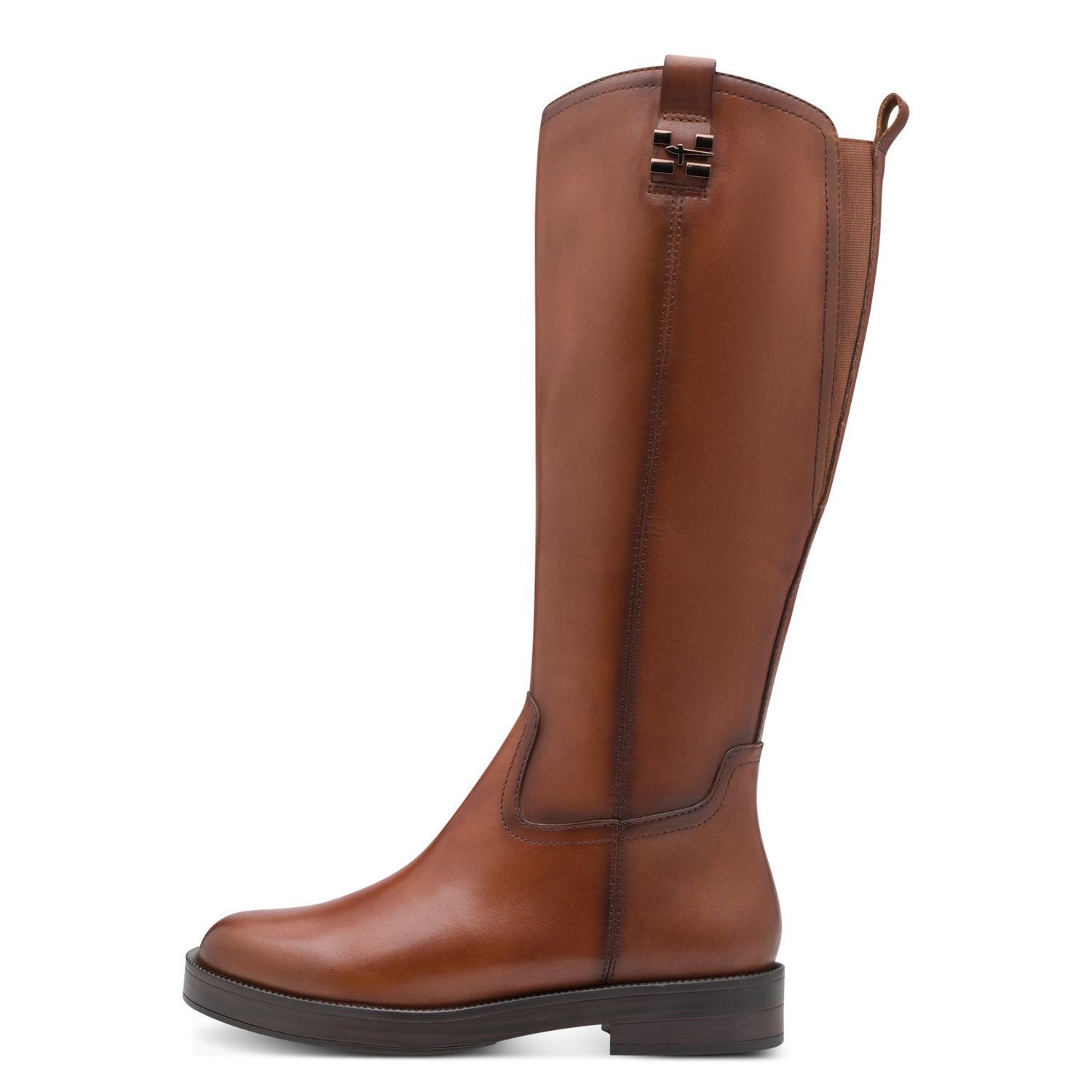 Stivali Donna al ginocchio in Pelle Marrone Cuoio, Tacco Basso, Tamaris - 25522