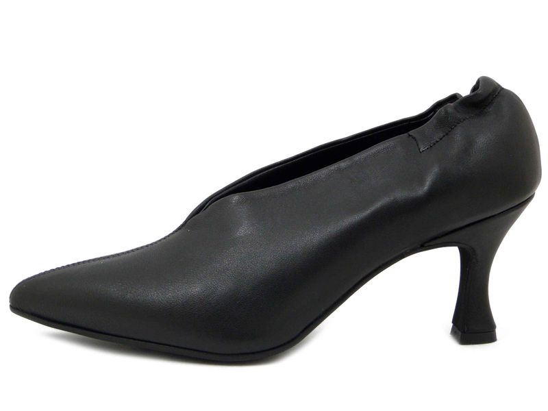 Decollete in Pelle Nappa Nero, Tacco Medio 7 cm, Pianta Comoda, Made in Italy, Osvaldo Pericoli - 48520