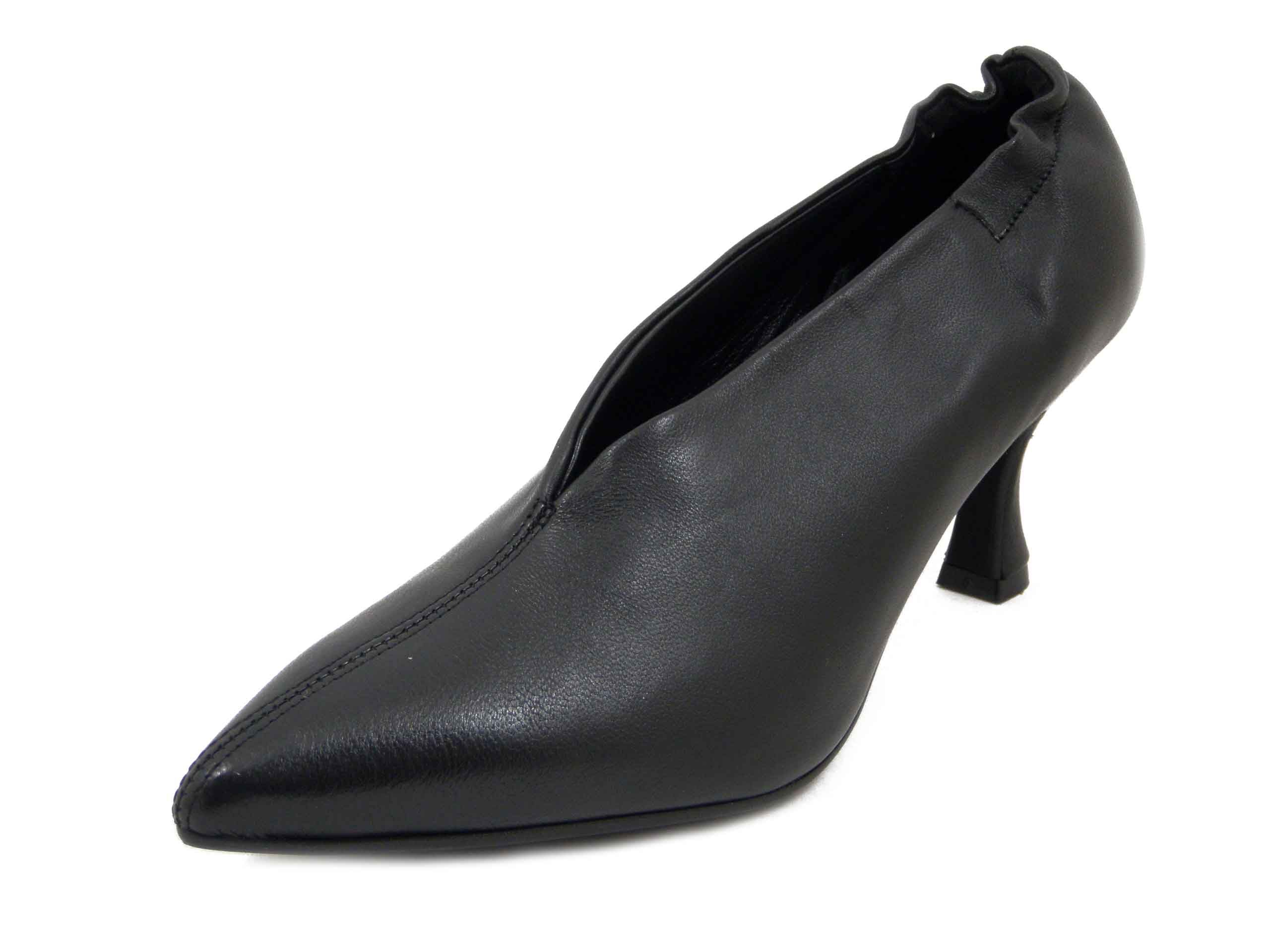 Decollete in Pelle Nappa Nero, Tacco Medio 7 cm, Pianta Comoda, Made in Italy, Osvaldo Pericoli - 48520