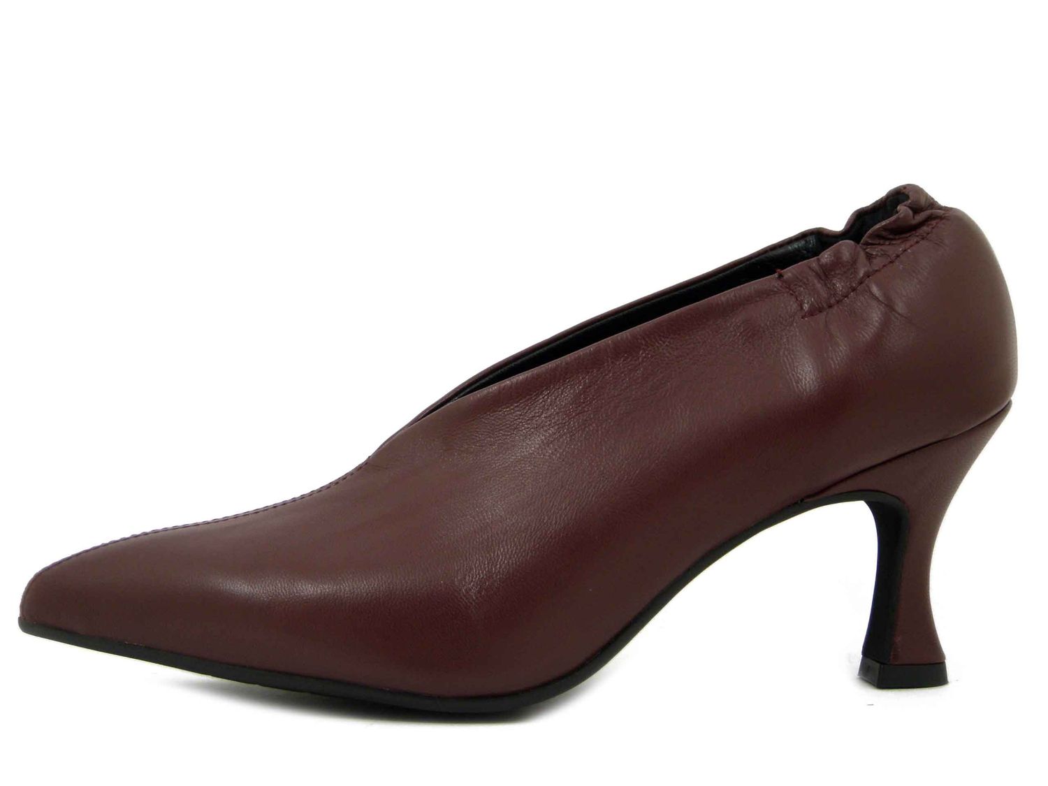 Decollete in Pelle Nappa Bordeaux, Tacco Medio 7 cm, Pianta Comoda, Made in Italy, Osvaldo Pericoli - 48520BO