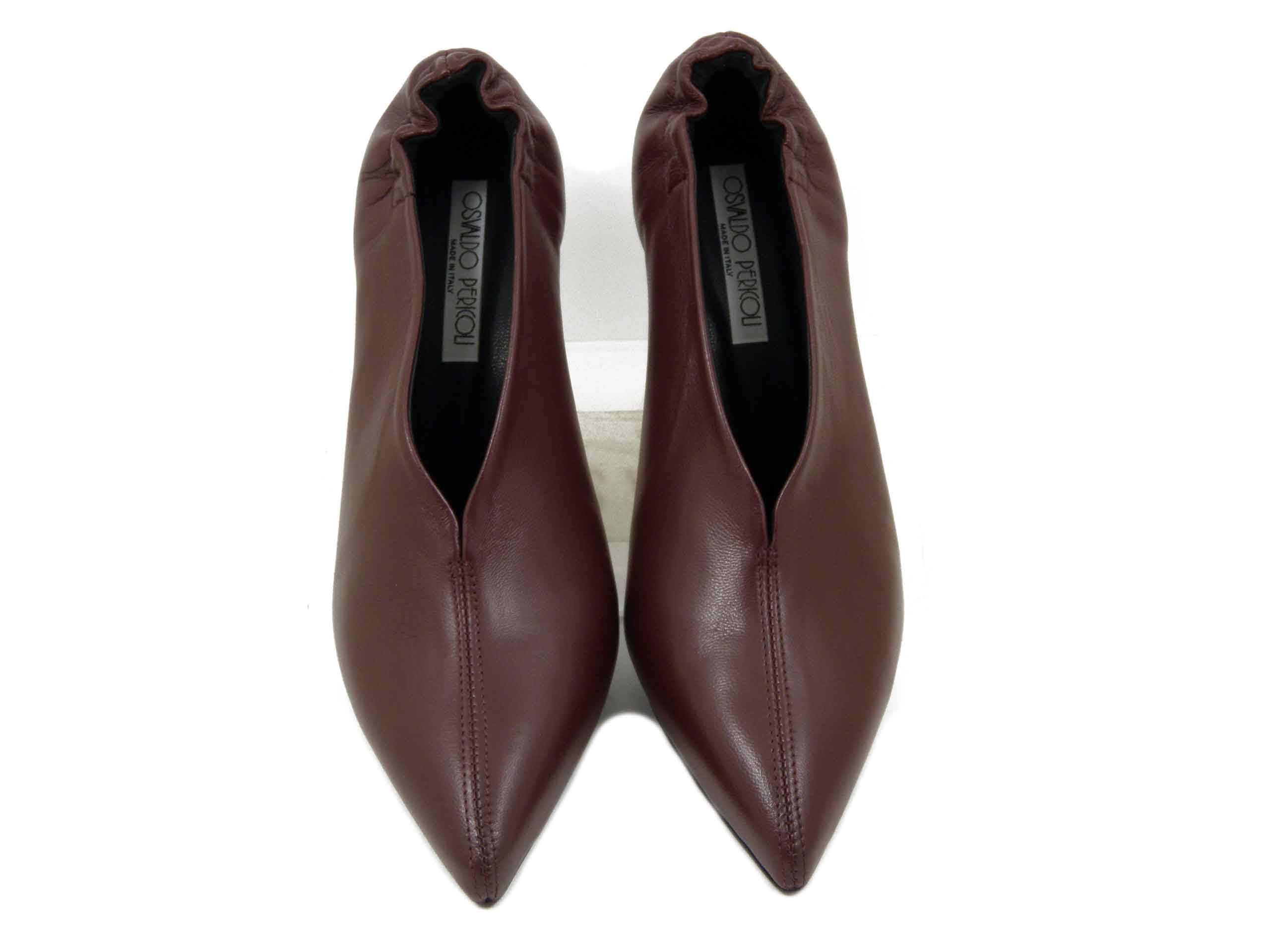 Decollete in Pelle Nappa Bordeaux, Tacco Medio 7 cm, Pianta Comoda, Made in Italy, Osvaldo Pericoli - 48520BO