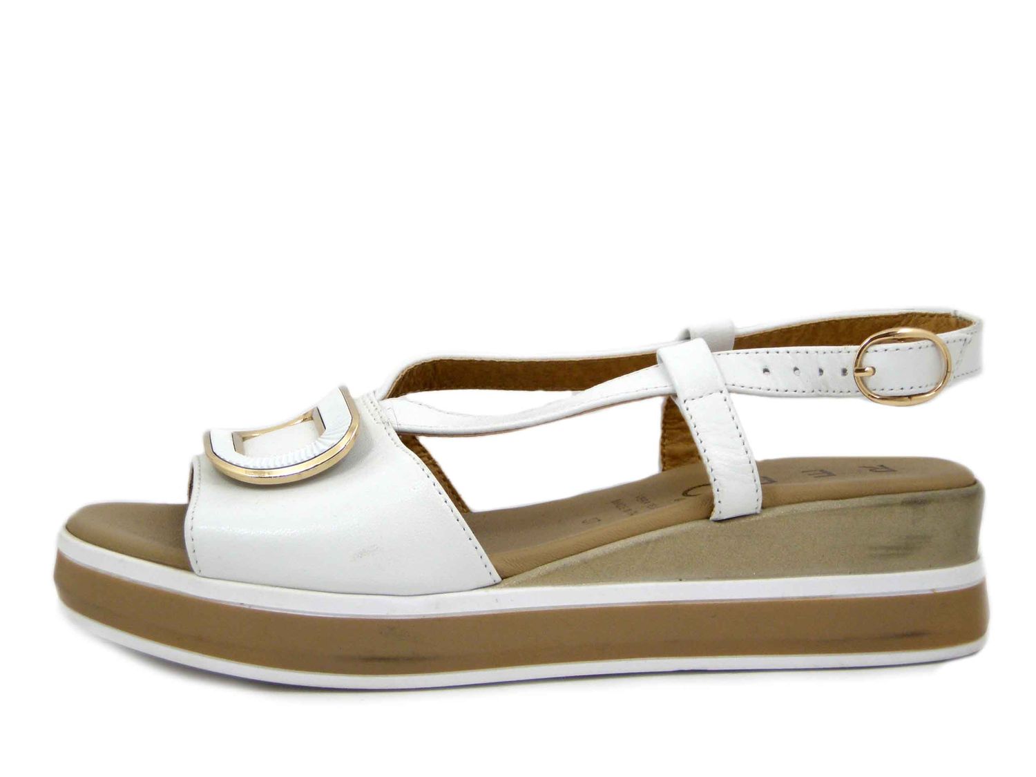 Sandali Donna in Pelle Bianco, Zeppa Bassa 4 cm - 82259BIA