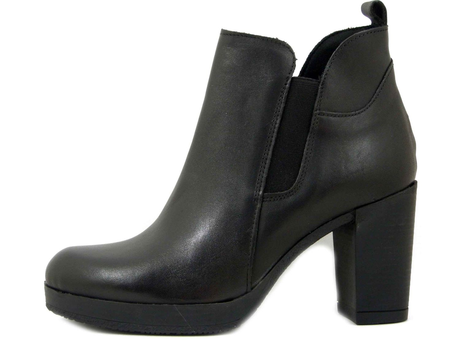 Tronchetti Donna in Pelle Nero, Tacco Alto e Plateau, Made in Italy - 12NE