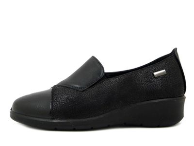 Mocassini Donna in Eco Pelle Nero, Zeppa Bassa, CINZIA SOFT - 1781