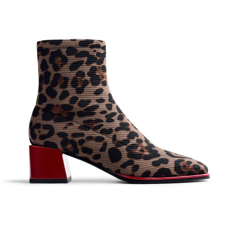 Stivaletti Donna in Tessuto Animalier, Tacco Medio 5 cm, GIOSEPPO - 76713