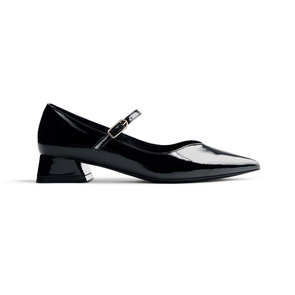 Ballerine Decolletè in Eco Pelle Lucida Nero, Tacco Basso 3 cm, GIOSEPPO - 76191