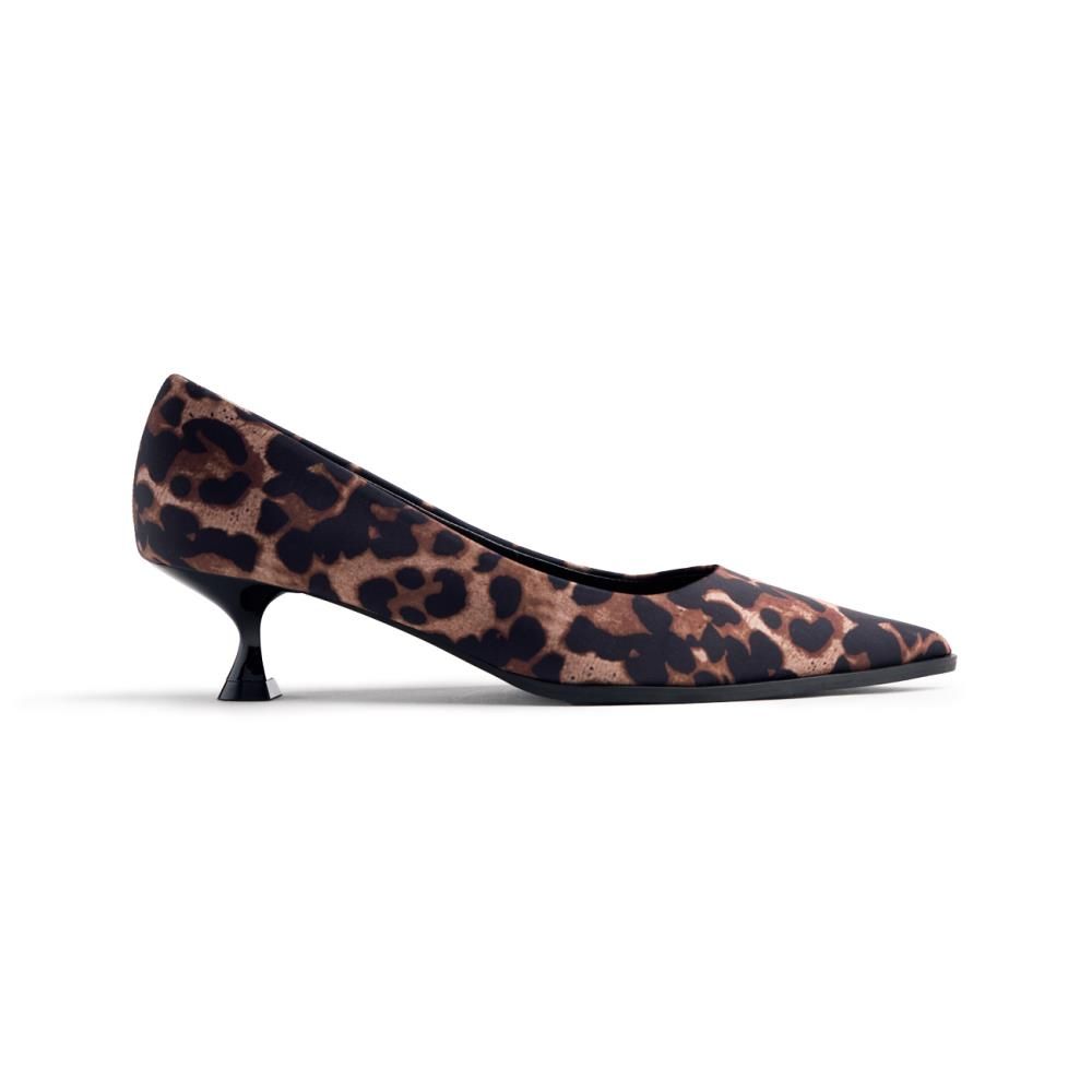 Scarpe Donna Decolletè in Tessuto Raso Animalier, Tacco Basso 4 cm, GIOSEPPO - 76892
