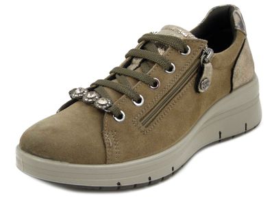 Sneakers Donna Gioiello in Pelle Camoscio Beige Taupe, Zeppa Bassa, IMAC - 856171 Sneakers Donna Gioiello in Pelle Camoscio Beige Taupe, Zeppa Bassa, IMAC - 856171