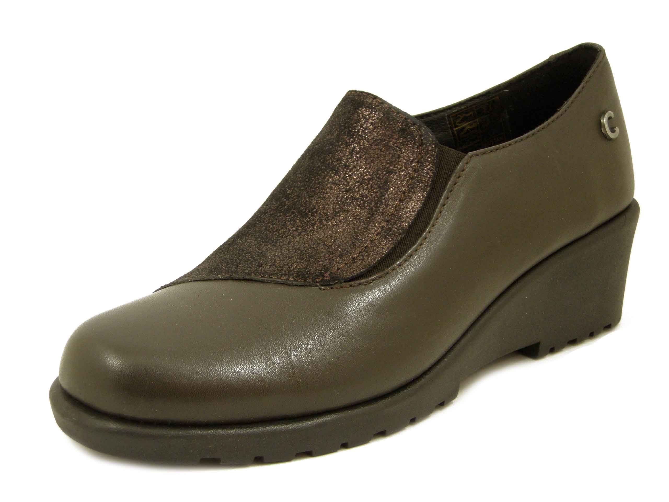 Mocassini Donna in Pelle Marrone Scuro, Zeppa Bassa, CINZIA SOFT - 3976