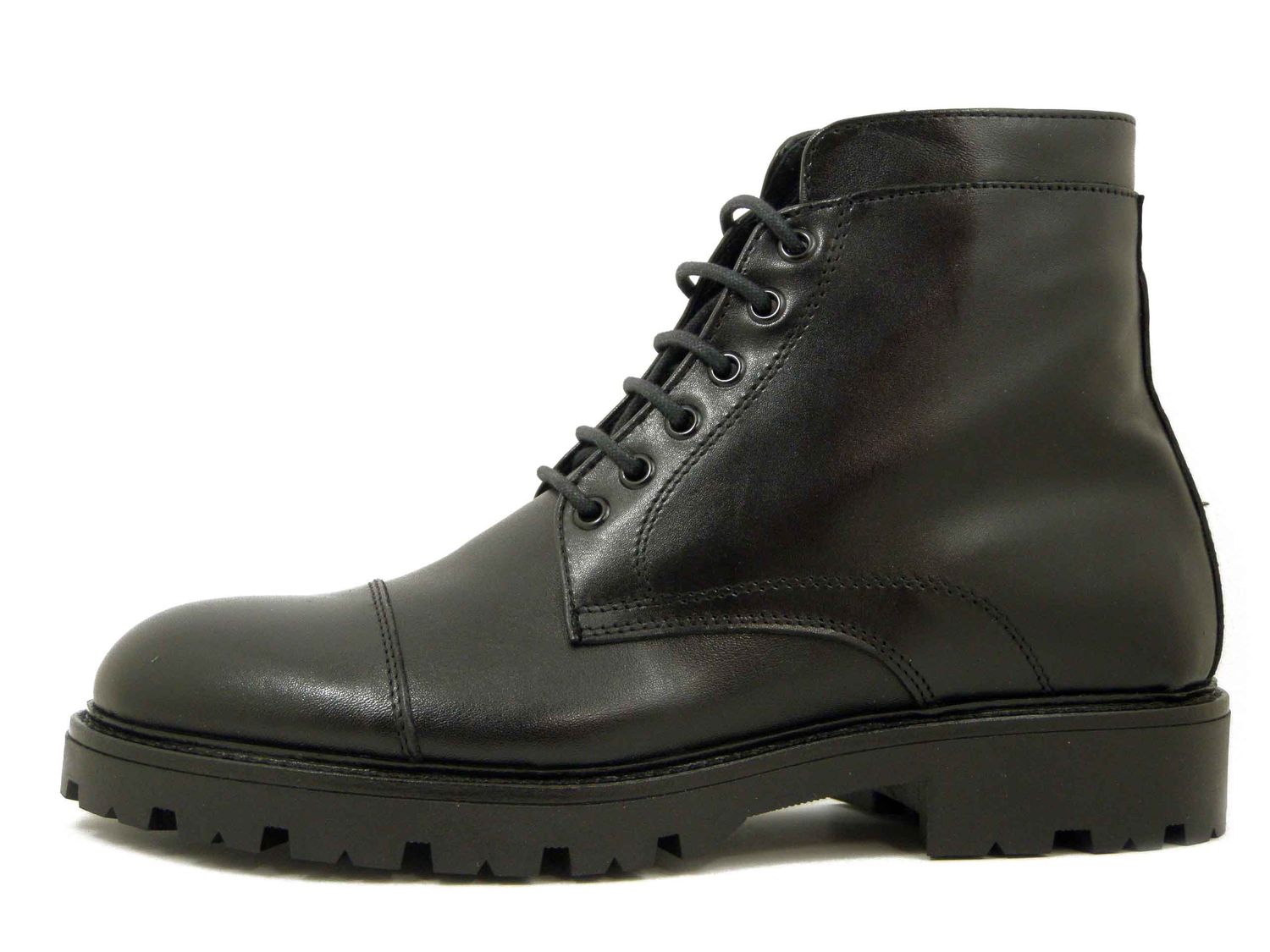 Stivaletti Uomo Stringati in Pelle Nero, Made in Italy, Osvaldo Pericoli - STANDFORD