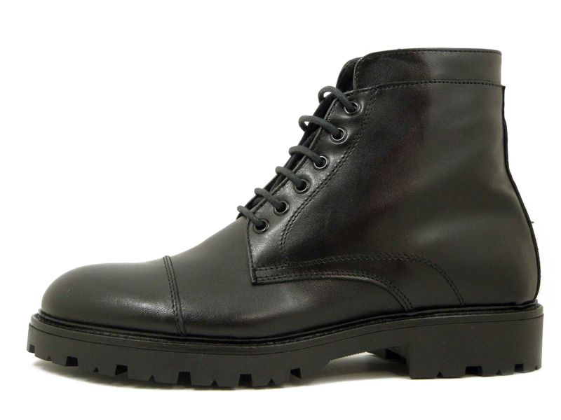 Stivaletti Uomo Stringati in Pelle Nero, Made in Italy, Osvaldo Pericoli - STANDFORD