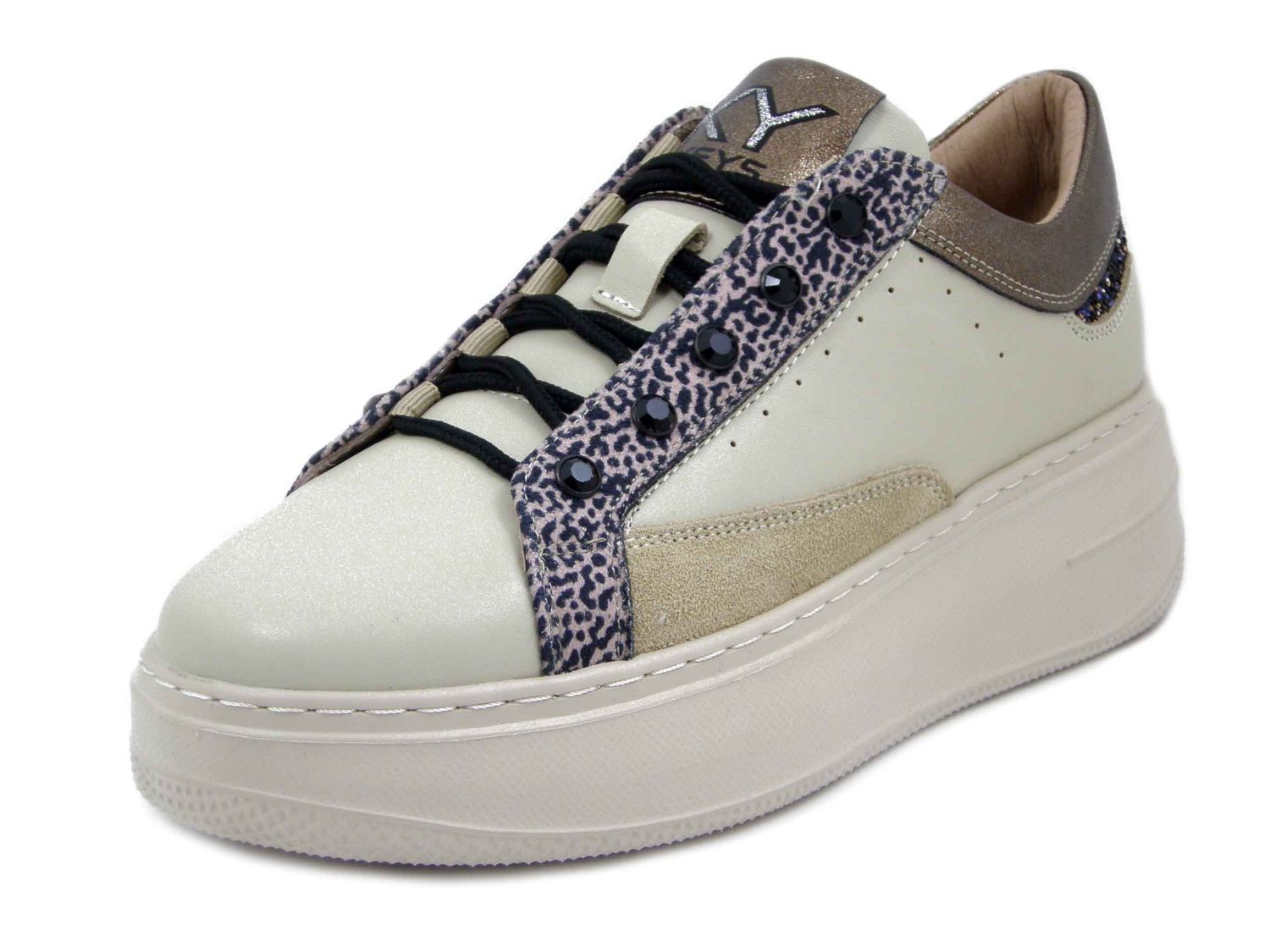 Sneakers Donna Beige, Suola Platform, Plantare Estraibile, KEYS - K11210