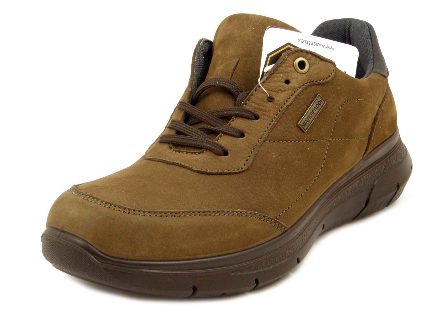 Scarpe Uomo Waterproof in Pelle Nabuk Marrone, Plantare Estraibile, Pianta Comoda, Luisetti - 36117