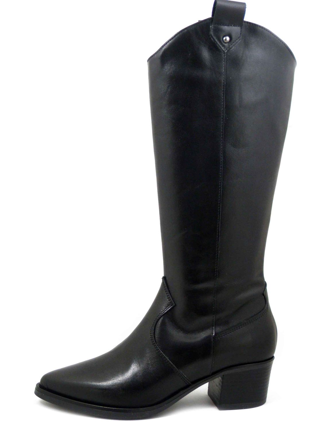 Stivali Donna Texani in Pelle Nero, Tacco Basso 4 cm, Osvaldo Pericoli - I48190