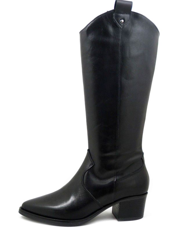 Stivali Donna Texani in Pelle Nero, Tacco Basso 4 cm, Osvaldo Pericoli - I48190