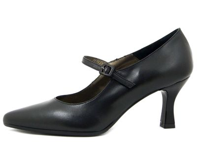 Decolleté Mary Jane in Pelle Nappa Nero, Tacco Medio 7 cm, Osvaldo Pericoli - I5P61 Decolleté Mary Jane in Pelle Nappa Nero, Tacco Medio 7 cm, Osvaldo Pericoli - I5P61