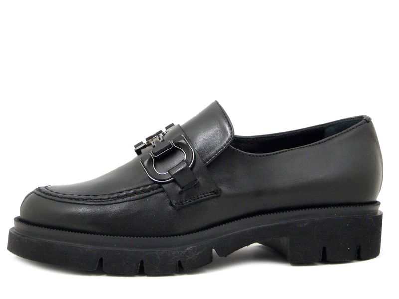 Mocassini Donna in Pelle Nero, Tacco Basso 3 cm, Osvaldo Pericoli - I5LAI Mocassini Donna in Pelle Nero, Tacco Basso 3 cm, Osvaldo Pericoli - I5LAI