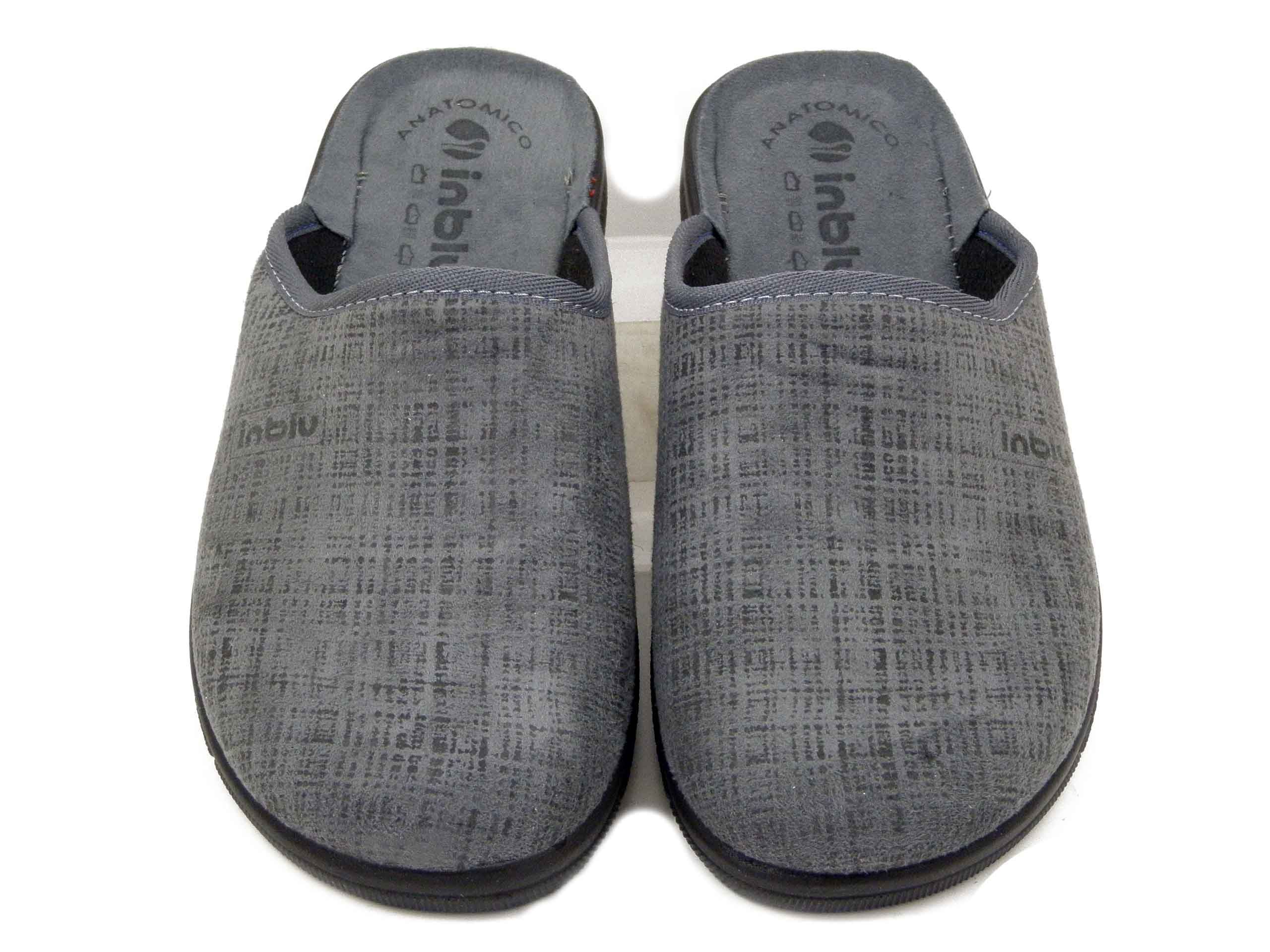 Pantofole Uomo in Tessuto  Grigio, Sottopiede Anatomico, Inblu - DG18