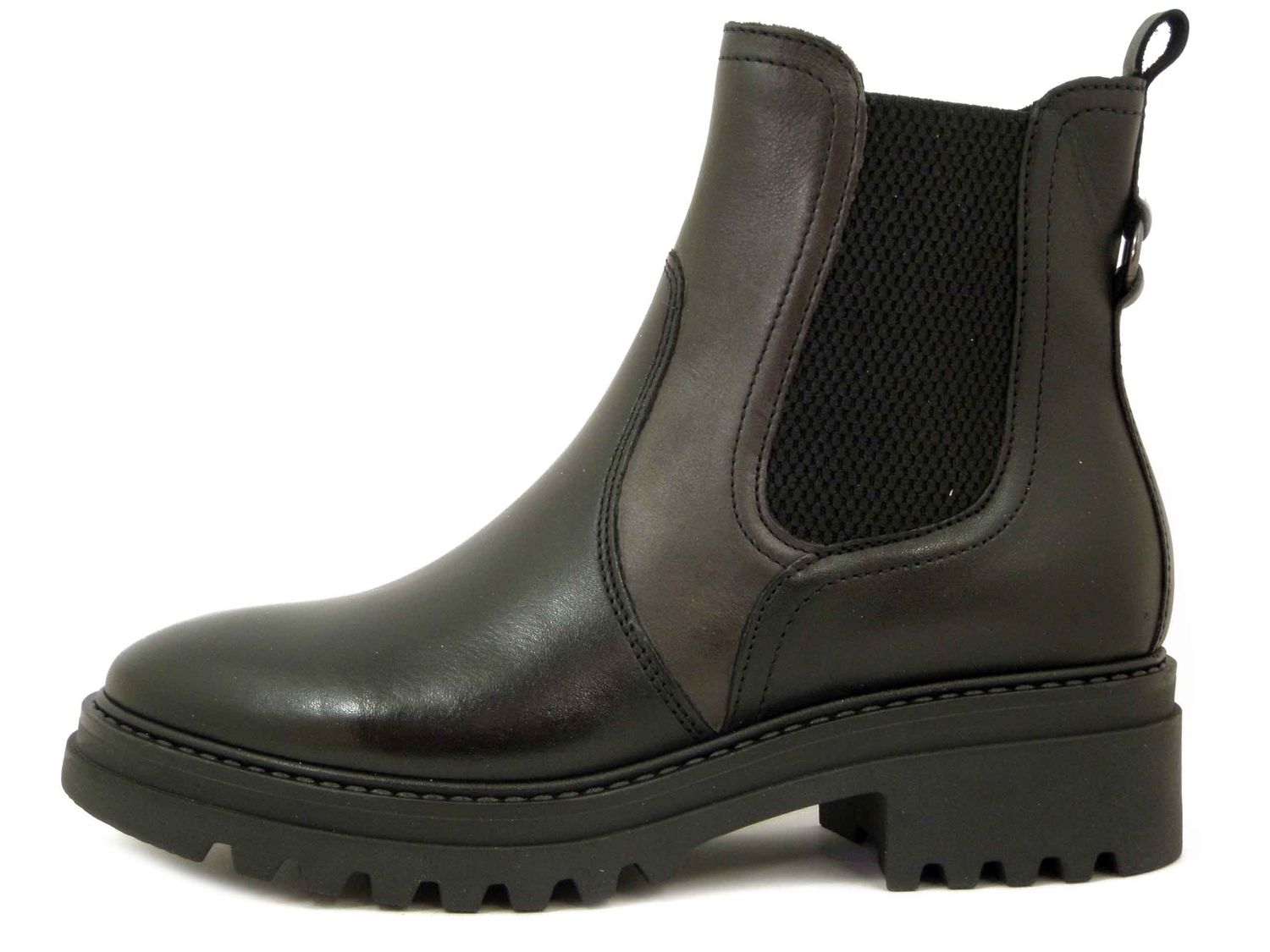 Stivaletti Donna in Pelle Nero e Grigio con Elastico, Tacco Basso 4 cm, CINZIA SOFT - 200687