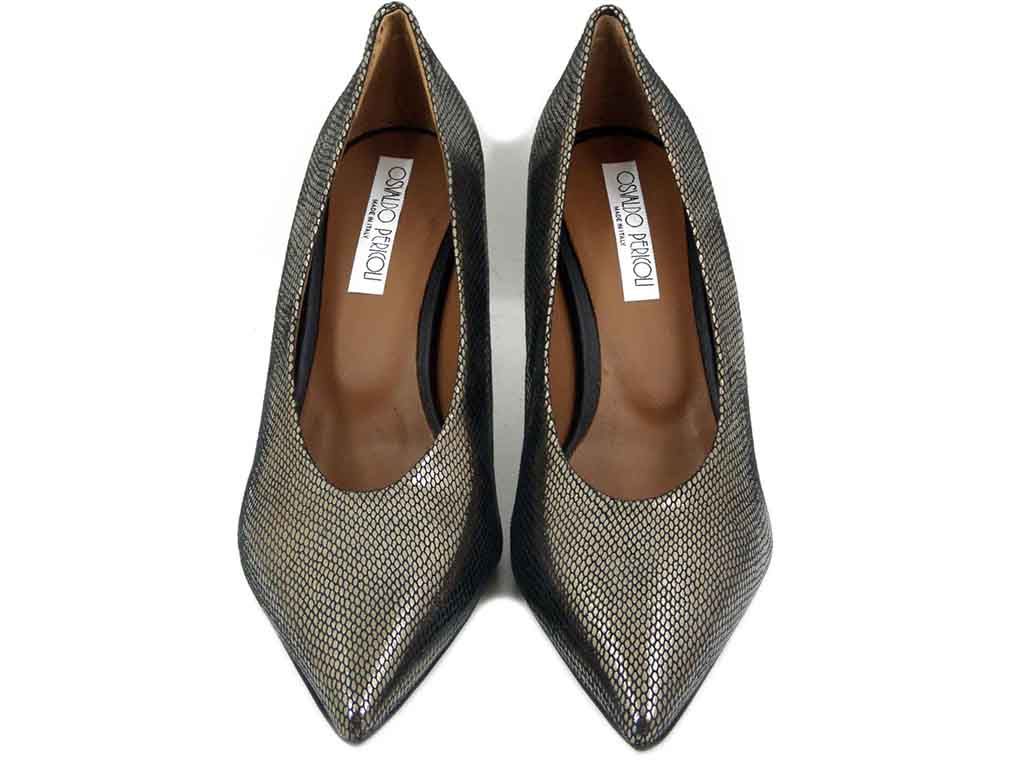 Decolleté in Pelle Canna di Fucile, Tacco Medio 7 cm, Made in Italy, Osvaldo Pericoli - A72