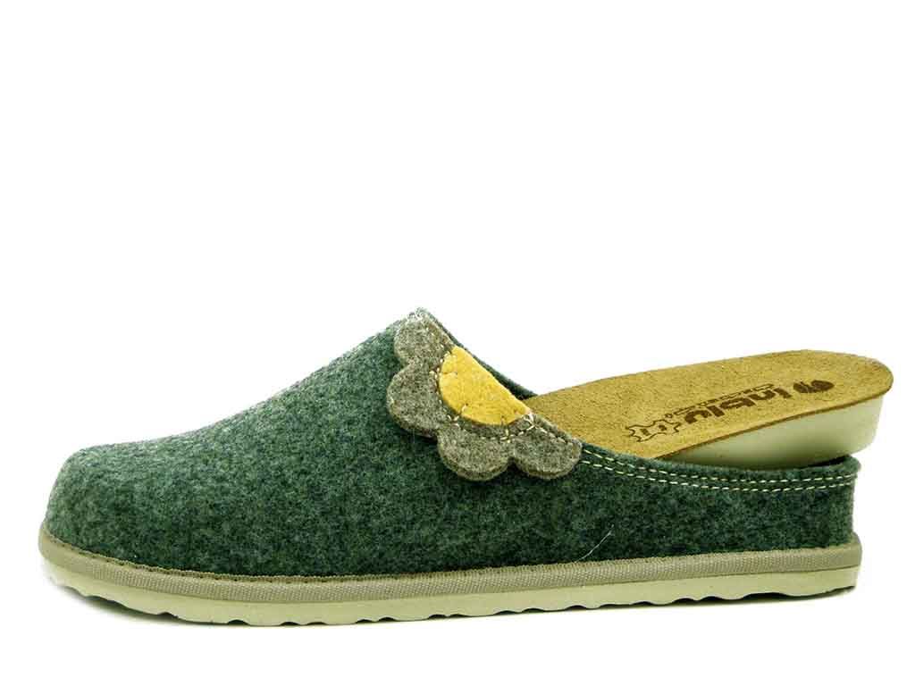 Pantofole Donna invernali in Tessuto Verde, Plantare Estraibile, INBLU - CS43