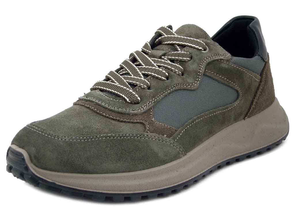 Sneakers Uomo in Pelle Camoscio Verde Scuro, Sottopiede Estraibile, IMAC - 853550