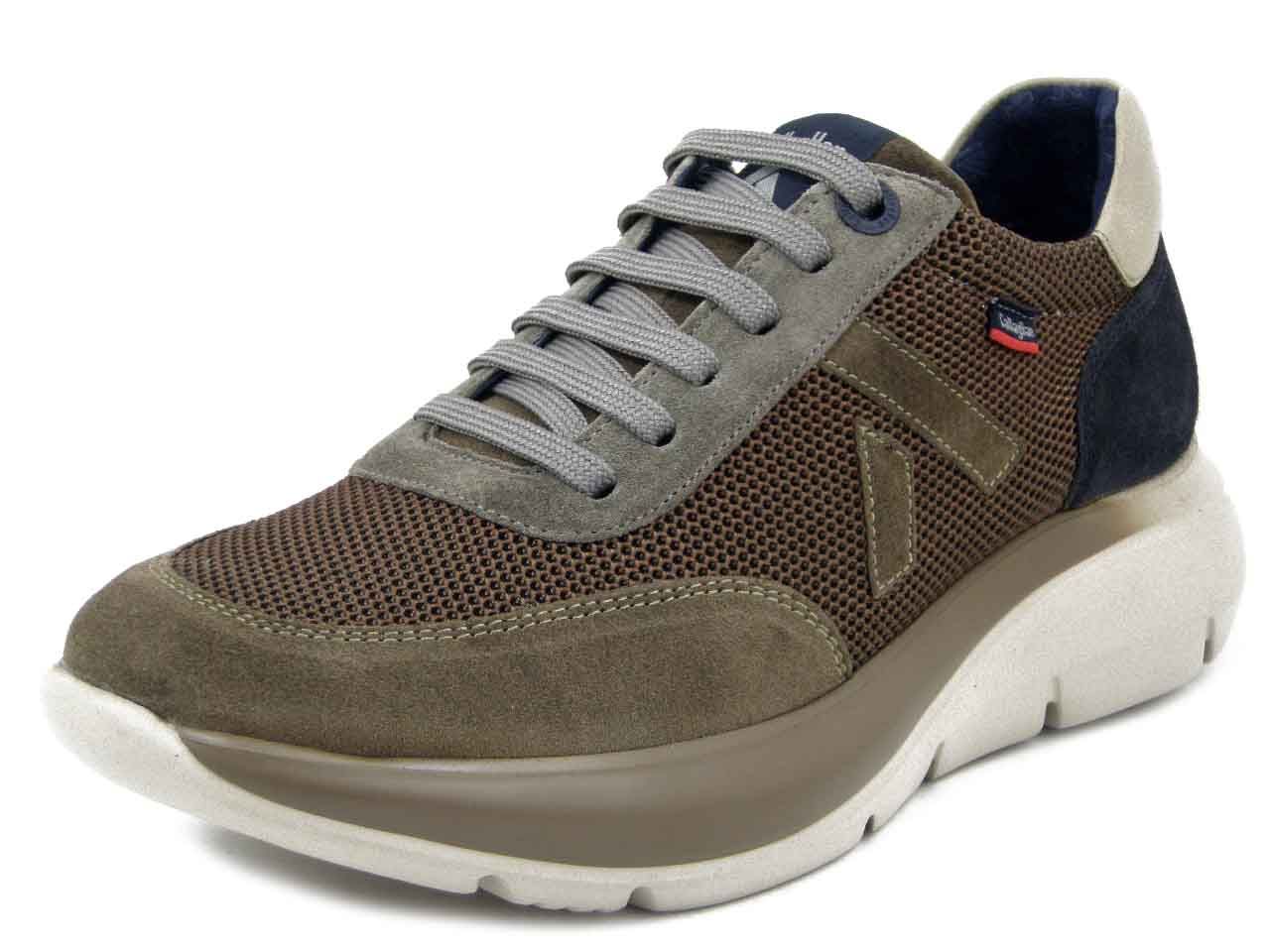 Sneakers Uomo in Pelle e Tessuto Marrone, Pianta Comoda, Plantare Estraibile, CALLAGHAN - 61203