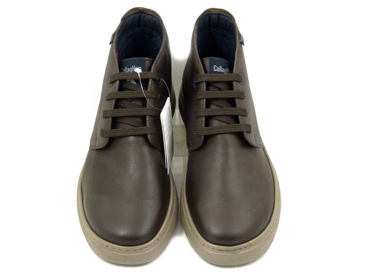 Scarponcini Uomo in Pelle Marrone, Pianta Comoda, Plantare Estraibile, CALLAGHAN - 60601