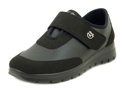 Scarpe Donna Elasticizzate in Tessuto ed Ecopelle Nero con Strap, Zeppa Bassa 4 cm, Plantare Memory Estraibile,  FLY FLOT - 27Y62 Scarpe Donna Elasticizzate in Tessuto ed Ecopelle Nero con Strap, Zeppa Bassa 4 cm, Plantare Memory Estraibile,  FLY FLOT - 27Y62