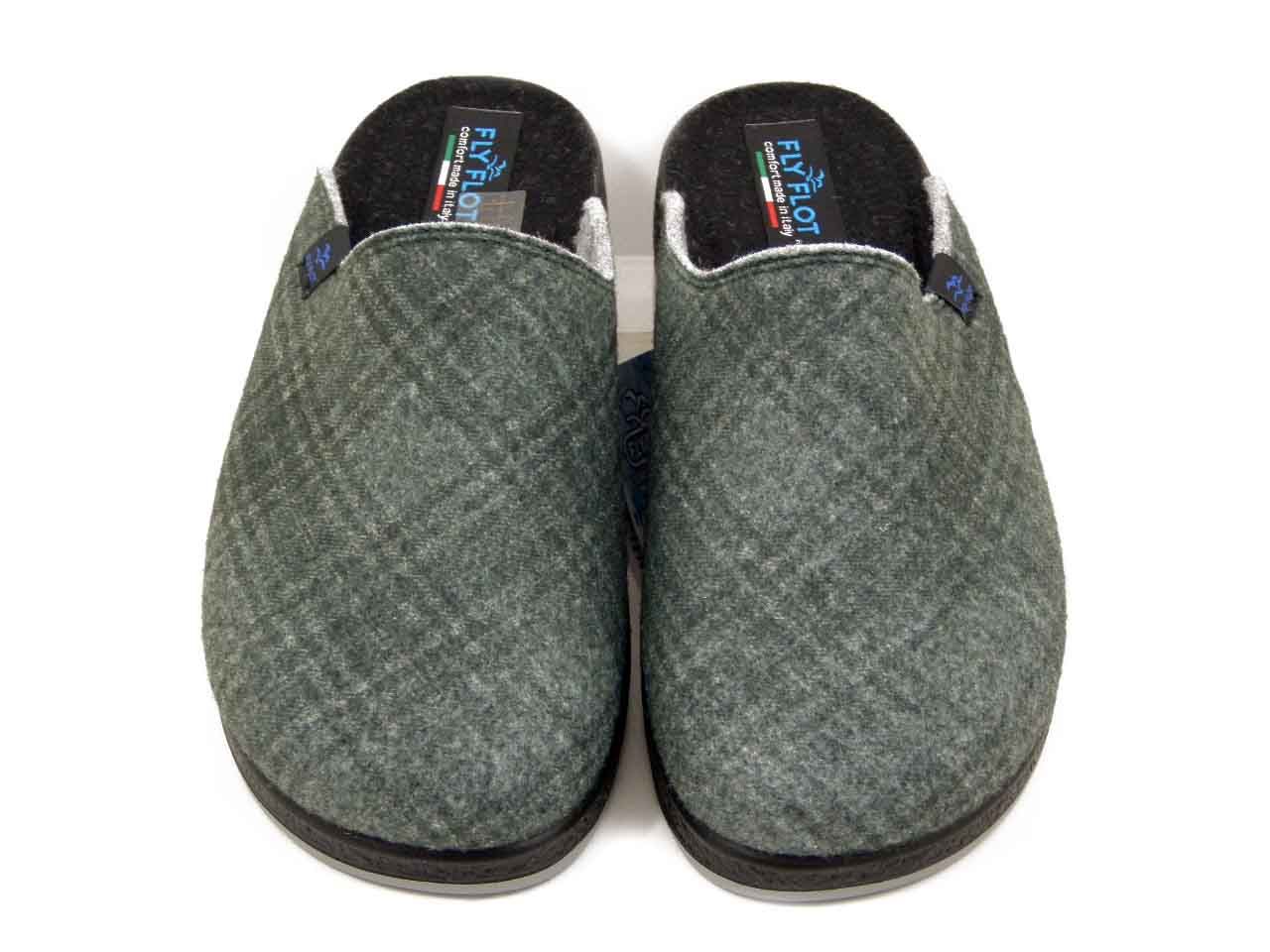 Pantofole Uomo Invernali in Tessuto Verde, FLY FLOT - 52720
