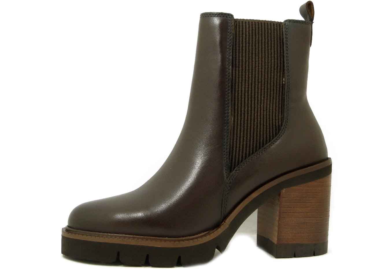Stivaletti Donna in Pelle Marrone, Tacco Alto e Plateau, Raquel Perez - 23043
