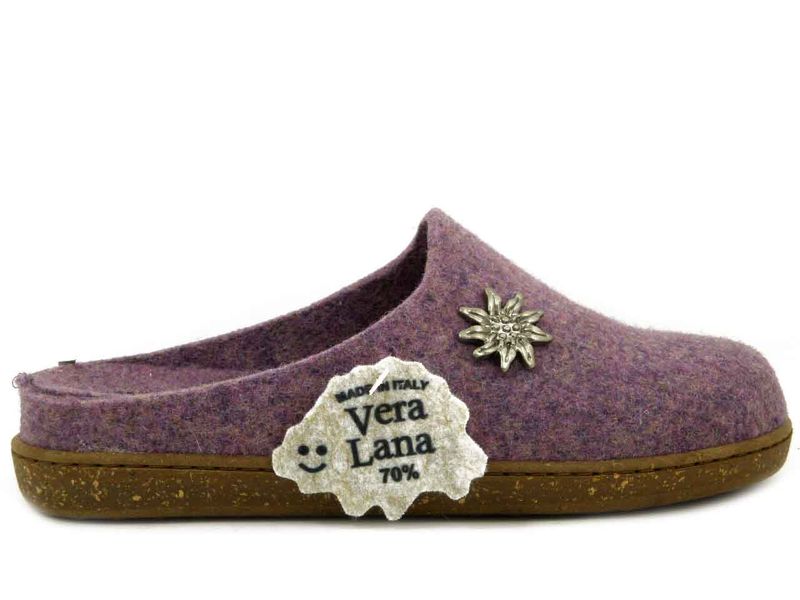 Pantofole Donna invernale in Feltro Lana Viola Lavanda, Plantare Estraibile, LE TIROLESI - 453