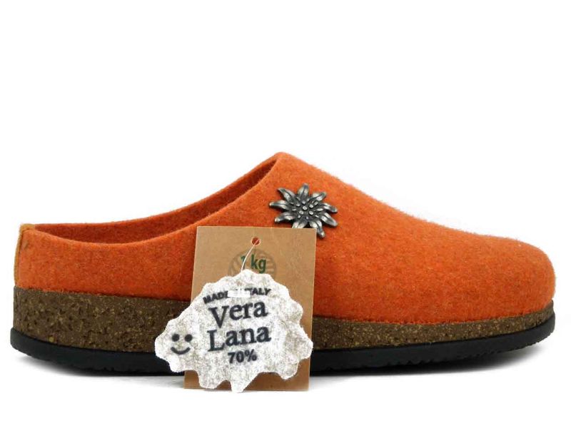 Pantofole Donna invernale in Feltro Lana Arancio, LE TIROLESI - BIOA