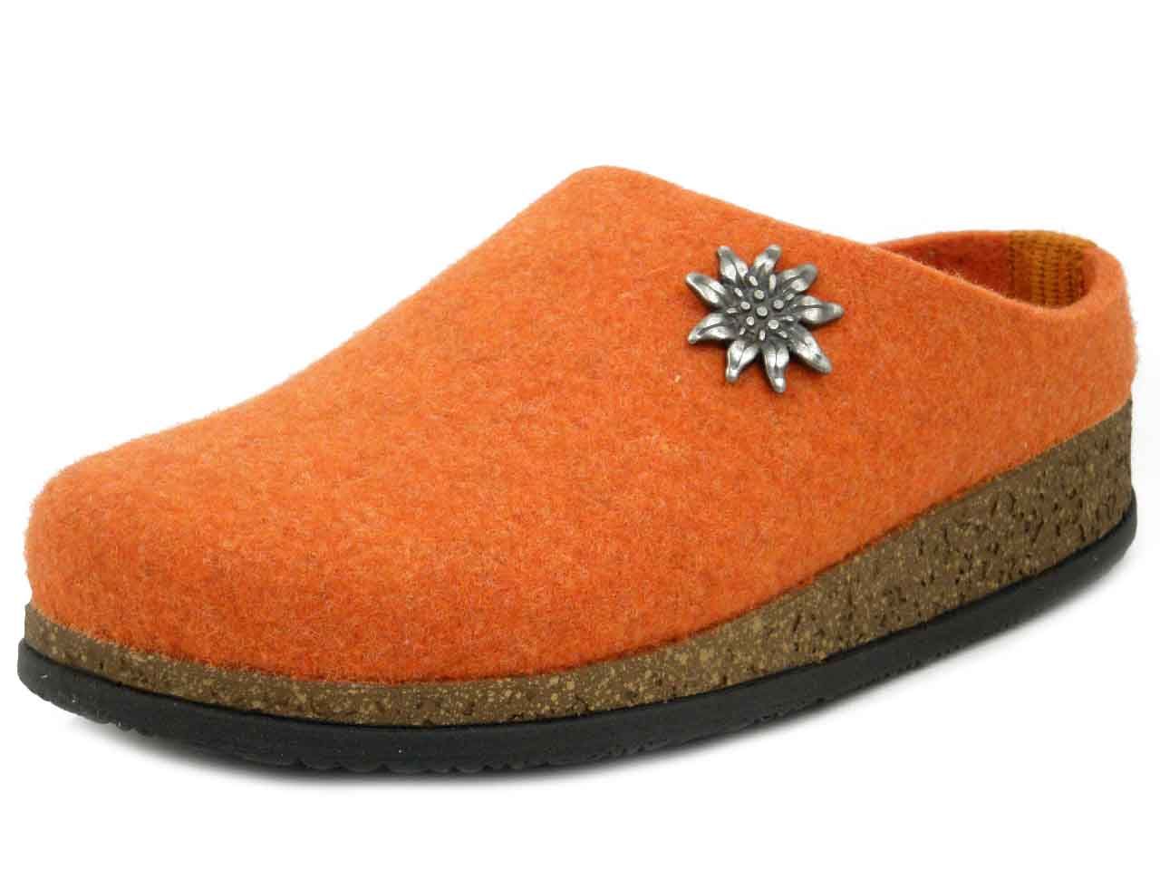 Pantofole Donna invernale in Feltro Lana Arancio, LE TIROLESI - BIOA