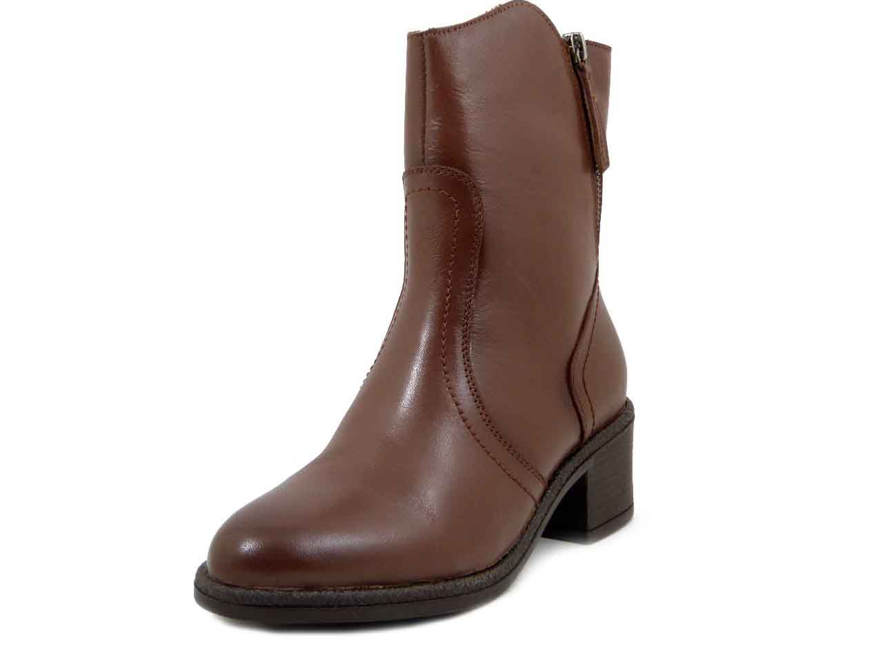 Stivaletti Donna in Pelle Marrone, Tacco Medio Basso, Cayetano Gimenez - 64201