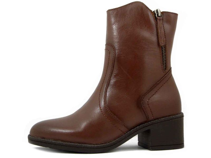 Stivaletti Donna in Pelle Marrone, Tacco Medio Basso, Cayetano Gimenez - 64201 Stivaletti Donna in Pelle Marrone, Tacco Medio Basso, Cayetano Gimenez - 64201
