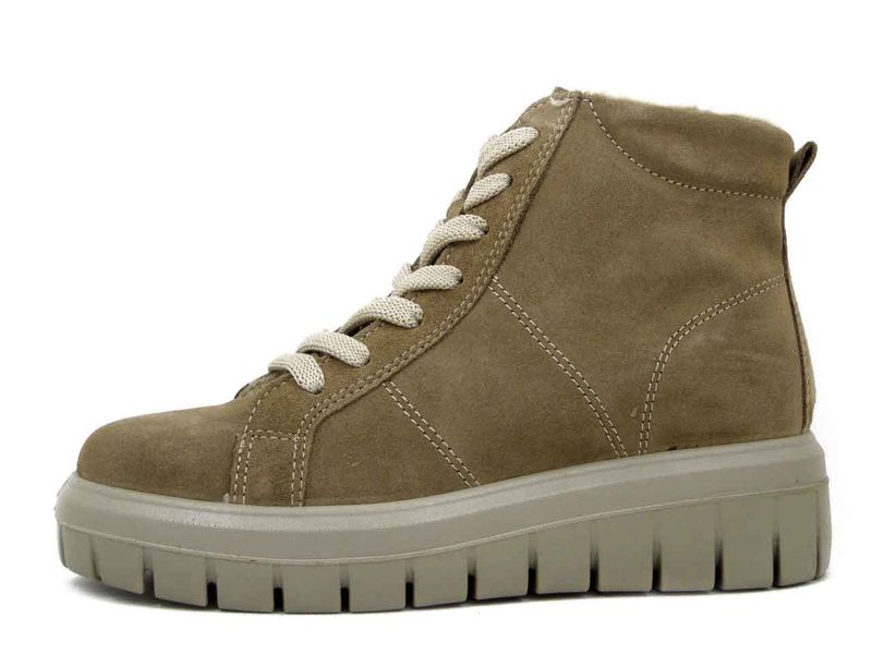 Scarponcini Donna in Pelle Camoscio Beige con Cerniera, Zeppa Bassa 4 cm, IMAC - 857161