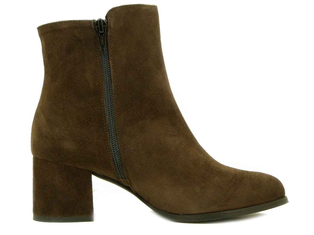Stivaletto Donna in Pelle Camoscio Marrone, Tacco Medio 5 cm, Osvaldo Pericoli - DT195