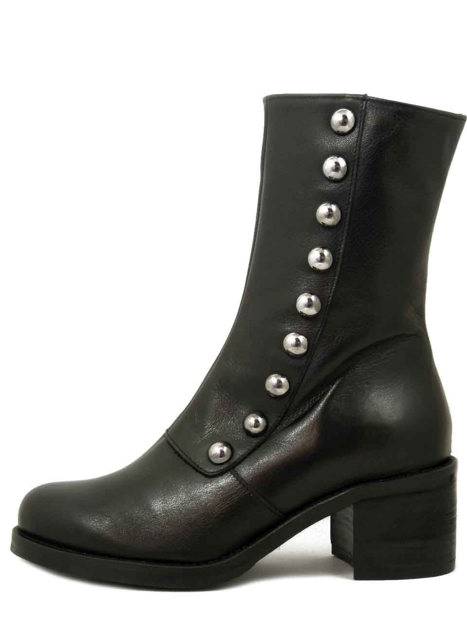 Stivaletti Donna in Pelle Nero con Borchie, Tacco Medio 5 cm, Osvaldo Pericoli - VIENNA19NE Stivaletti Donna in Pelle Nero con Borchie, Tacco Medio 5 cm, Osvaldo Pericoli - VIENNA19NE