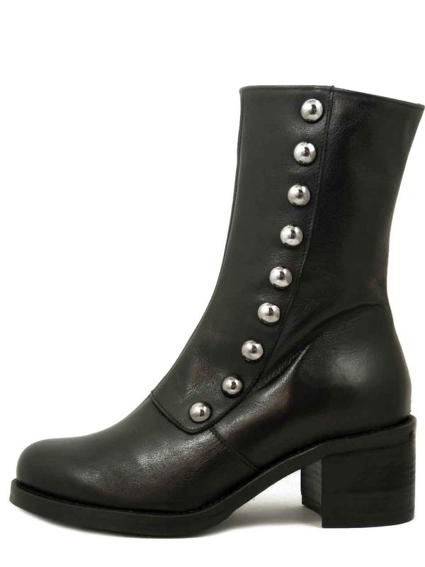 Stivaletti Donna in Pelle Nero con Borchie, Tacco Medio 5 cm, Osvaldo Pericoli - VIENNA19NE Stivaletti Donna in Pelle Nero con Borchie, Tacco Medio 5 cm, Osvaldo Pericoli - VIENNA19NE