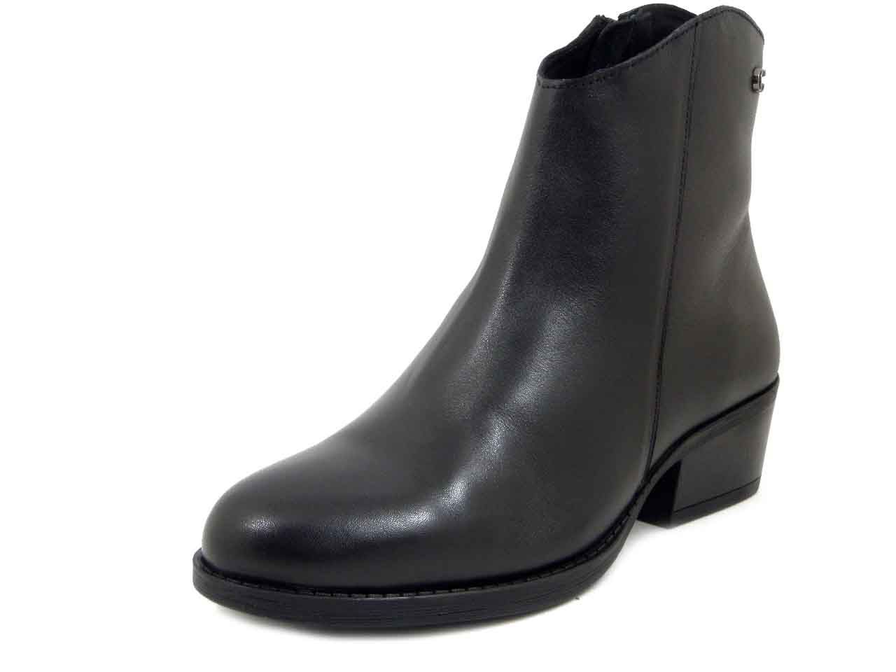 Stivaletti Donna in Pelle Nero, Tacco Basso 4 cm - 14422