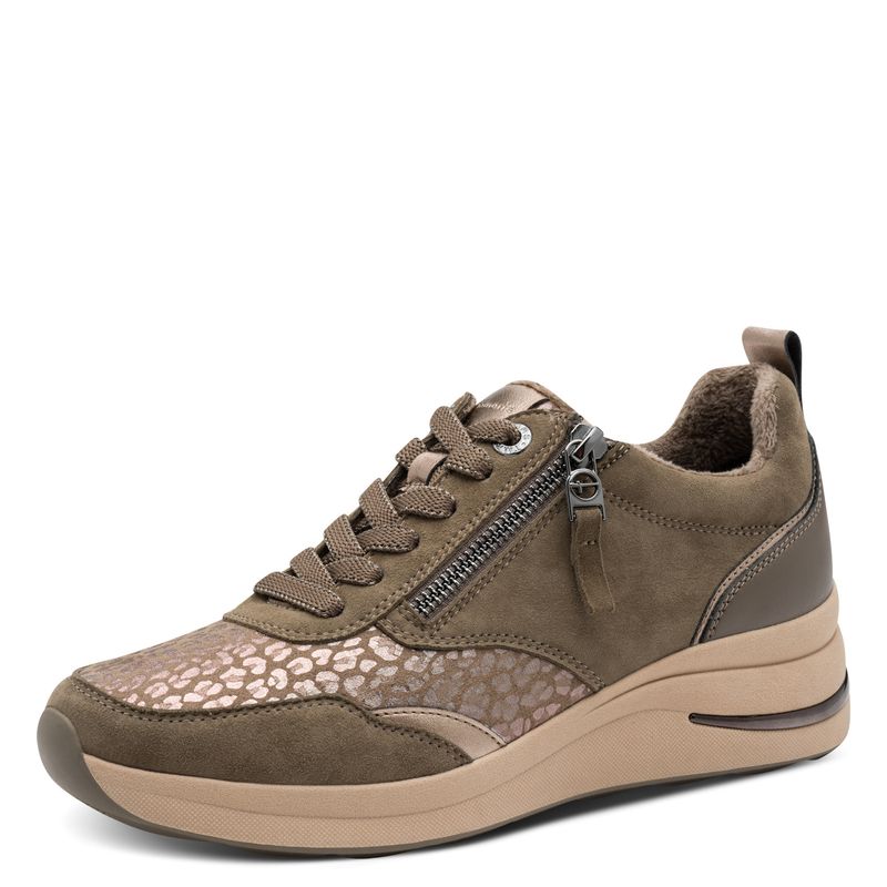 Sneakers Donna Pelle e Tessuto Elasticizzato Beige con Cerniera, Plantare Estraibile, Pianta Larga, TAMARIS COMFORT - 83714 Sneakers Donna Pelle e Tessuto Elasticizzato Beige con Cerniera, Plantare Estraibile, Pianta Larga, TAMARIS COMFORT - 83714