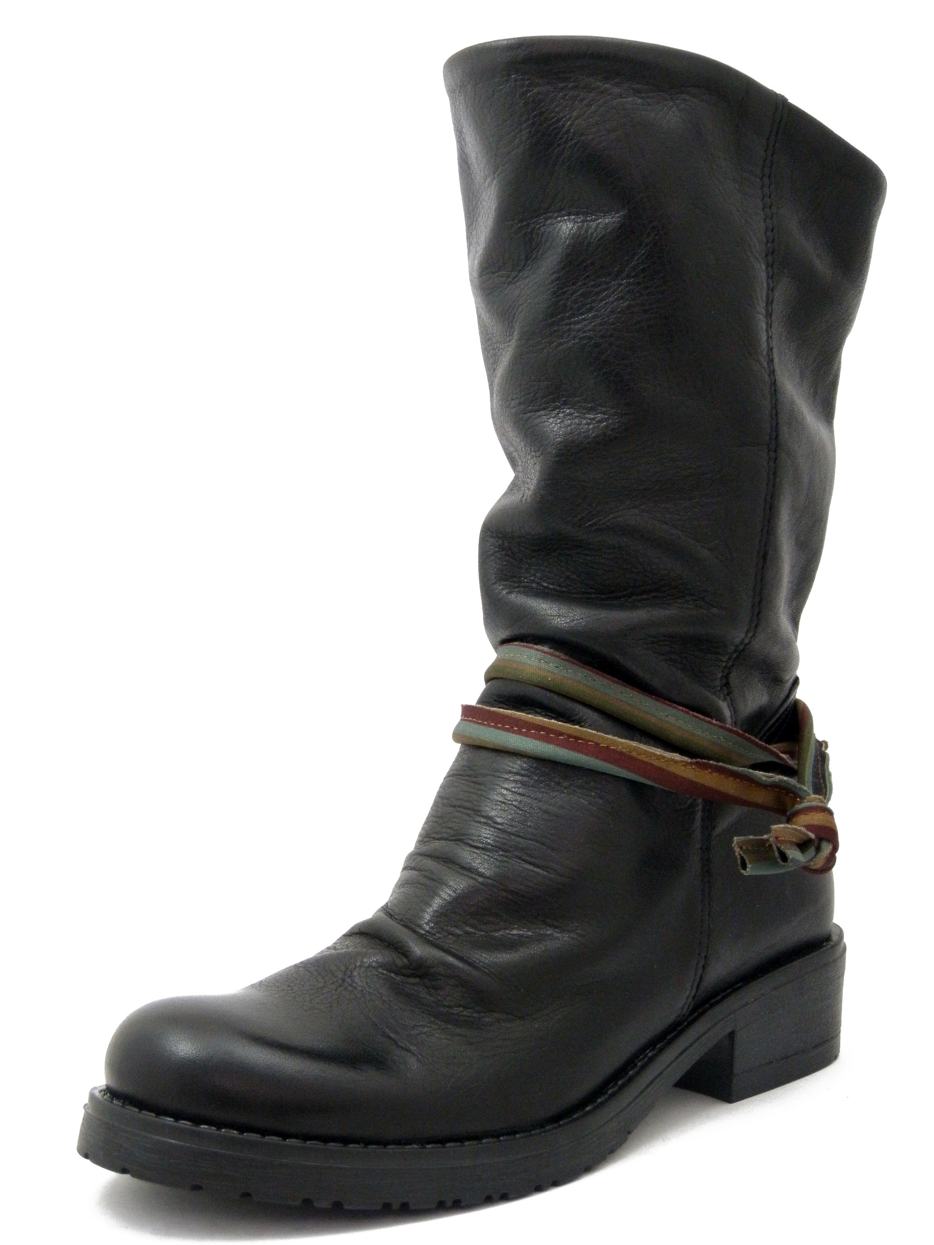 Stivaletti Donna Morbidi in Pelle Nero, Tacco Basso, Osvaldo Pericoli - ARRNE