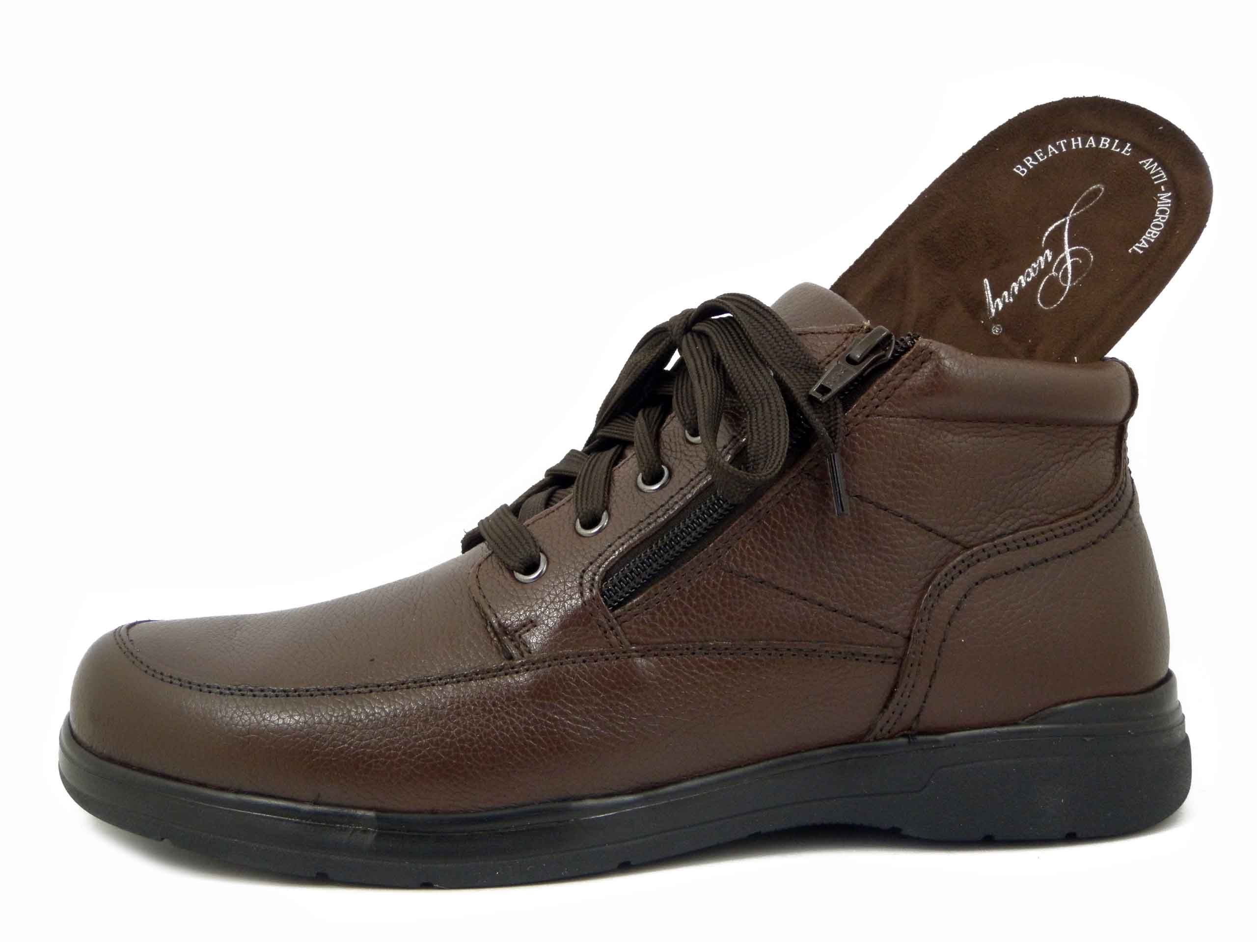 Scarponcini Uomo in Pelle Marrone con Cerniera, Pianta Comoda, Plantare Estraibile - VINICIO502