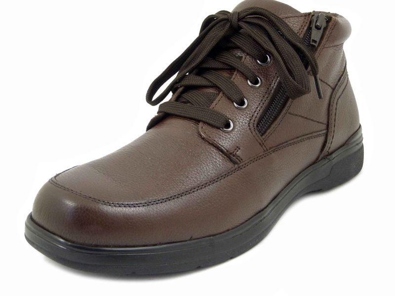 Scarponcini Uomo in Pelle Marrone con Cerniera, Pianta Comoda, Plantare Estraibile - VINICIO502 Scarponcini Uomo in Pelle Marrone con Cerniera, Pianta Comoda, Plantare Estraibile - VINICIO502