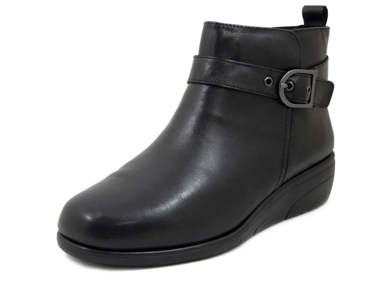 Stivaletti Donna in Pelle Nero, Zeppa Bassa, Plantare Estraibile - PETRA554